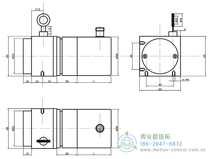 PCS60D/PCS60P拉線編碼器的外形及安裝尺寸 - 西安德伍拓自動化傳動系統有限公司