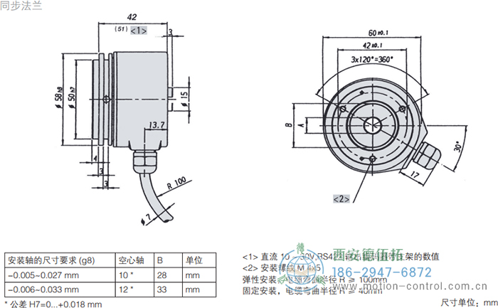 RI58-H空心軸光電增量通用編碼器外形及安裝尺寸 - 西安德伍拓自動化傳動系統(tǒng)有限公司